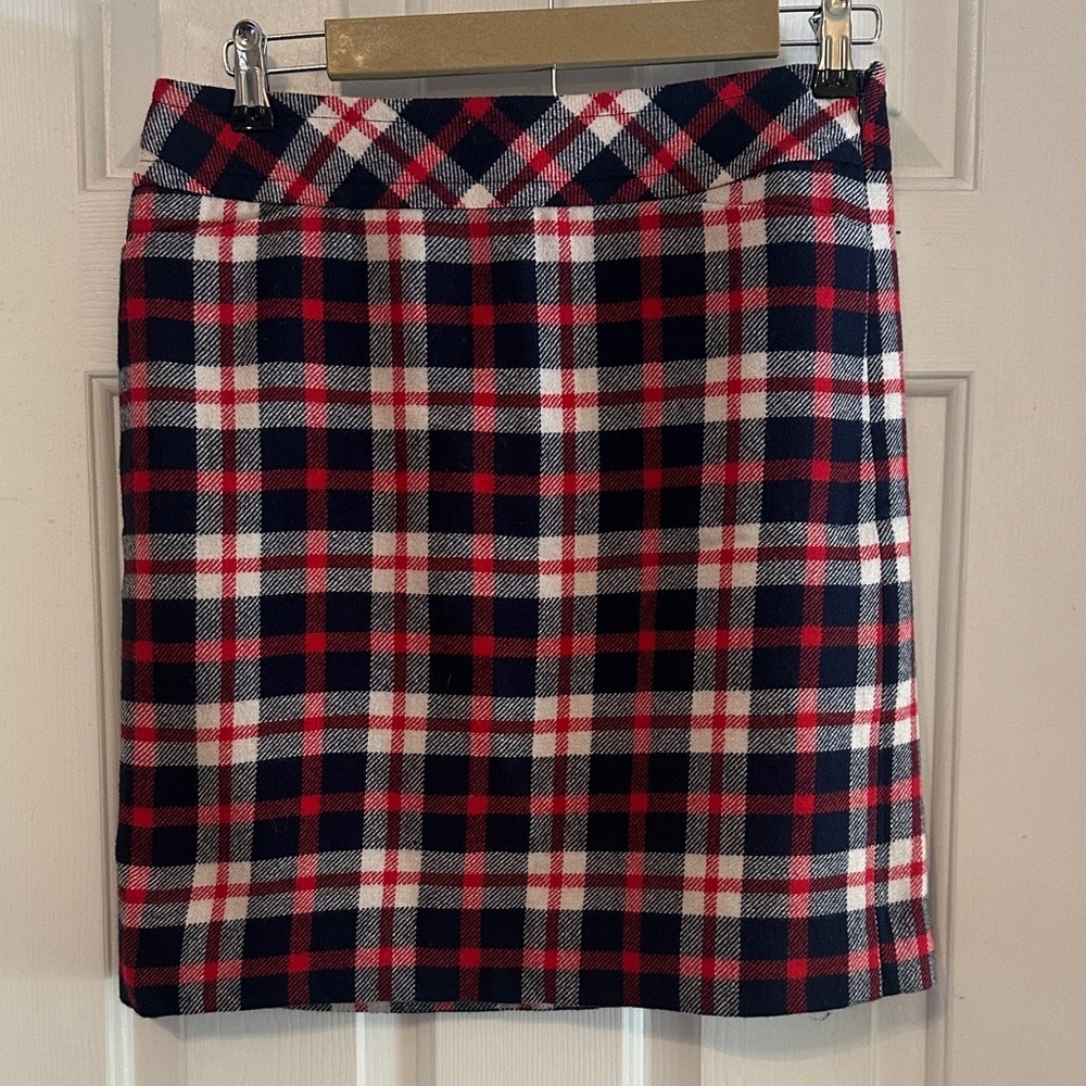 Talbots wool blend red white and blue plaid skirt 4P - Picture 1 of 5